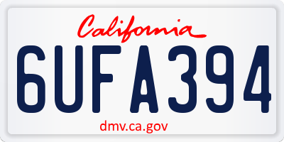 CA license plate 6UFA394
