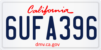 CA license plate 6UFA396