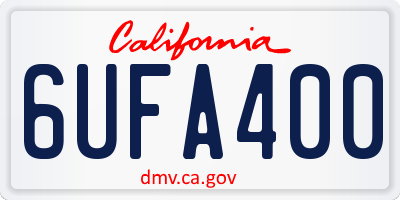 CA license plate 6UFA400