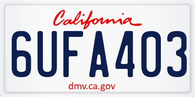 CA license plate 6UFA403