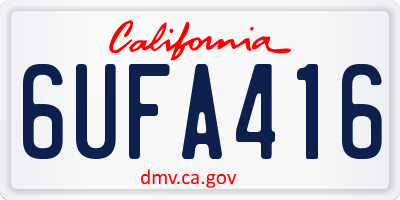CA license plate 6UFA416