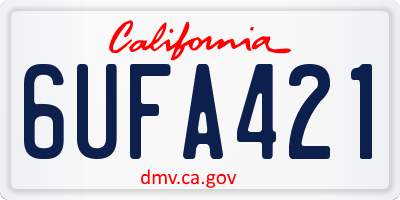 CA license plate 6UFA421