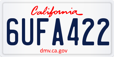 CA license plate 6UFA422