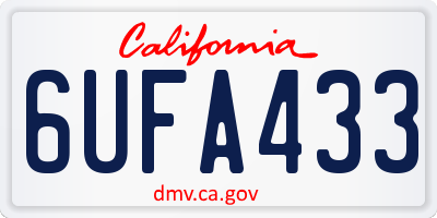 CA license plate 6UFA433
