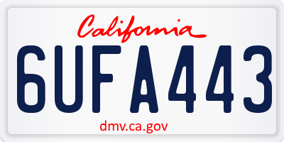 CA license plate 6UFA443