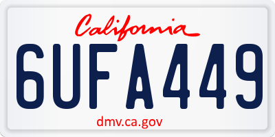 CA license plate 6UFA449