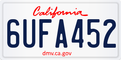 CA license plate 6UFA452