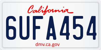 CA license plate 6UFA454