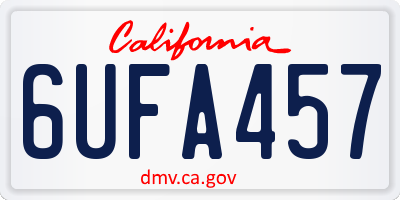 CA license plate 6UFA457