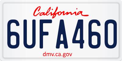 CA license plate 6UFA460
