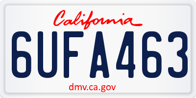 CA license plate 6UFA463
