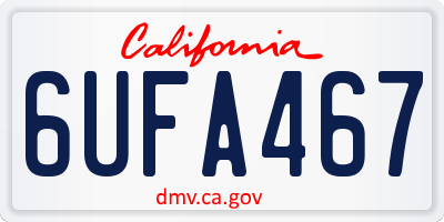 CA license plate 6UFA467