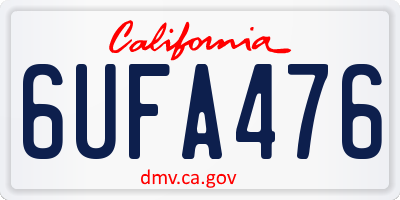 CA license plate 6UFA476