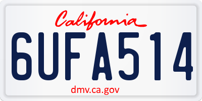 CA license plate 6UFA514