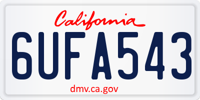 CA license plate 6UFA543