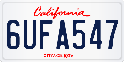 CA license plate 6UFA547
