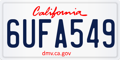 CA license plate 6UFA549