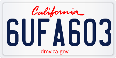 CA license plate 6UFA603