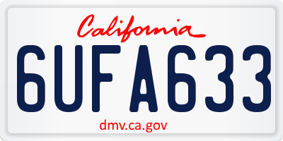CA license plate 6UFA633