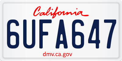 CA license plate 6UFA647
