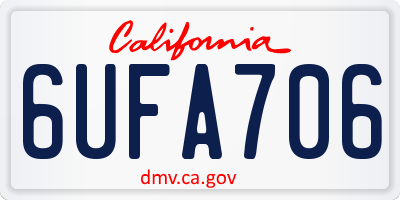 CA license plate 6UFA706