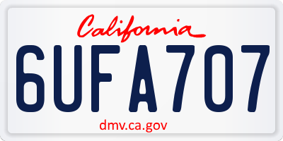 CA license plate 6UFA707