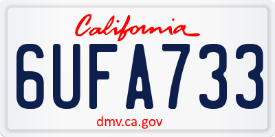 CA license plate 6UFA733