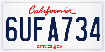 CA license plate 6UFA734