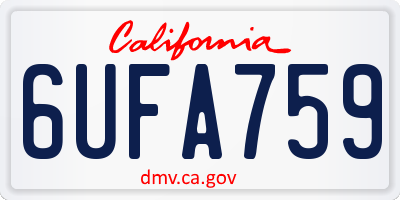 CA license plate 6UFA759
