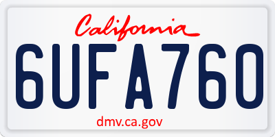 CA license plate 6UFA760