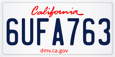 CA license plate 6UFA763