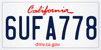 CA license plate 6UFA778