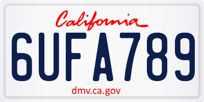 CA license plate 6UFA789