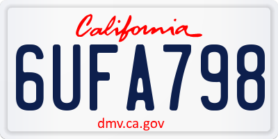 CA license plate 6UFA798