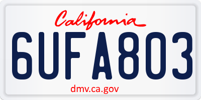 CA license plate 6UFA803