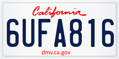 CA license plate 6UFA816