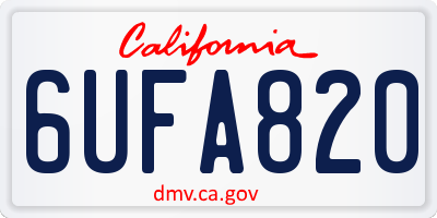 CA license plate 6UFA820