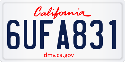 CA license plate 6UFA831