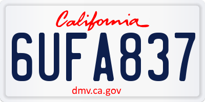 CA license plate 6UFA837