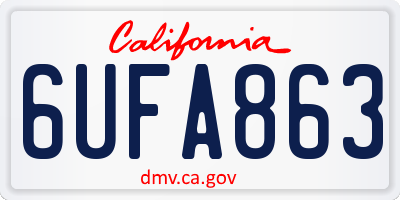 CA license plate 6UFA863
