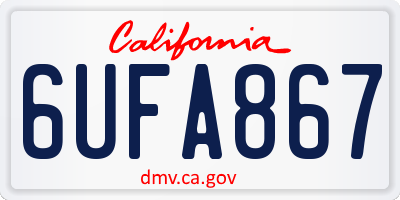 CA license plate 6UFA867