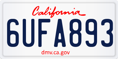 CA license plate 6UFA893