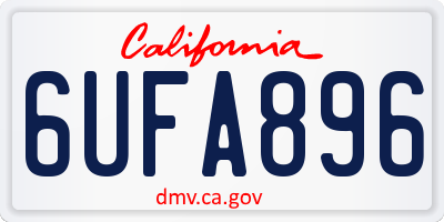 CA license plate 6UFA896