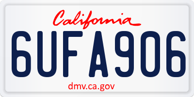 CA license plate 6UFA906