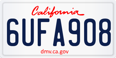 CA license plate 6UFA908