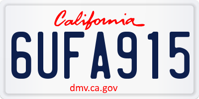 CA license plate 6UFA915