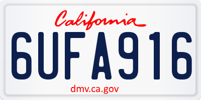 CA license plate 6UFA916