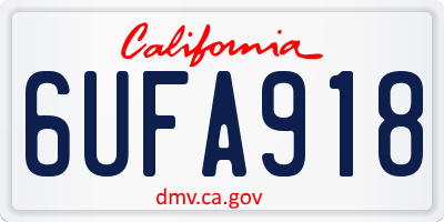 CA license plate 6UFA918