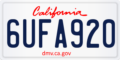 CA license plate 6UFA920