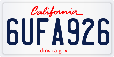 CA license plate 6UFA926